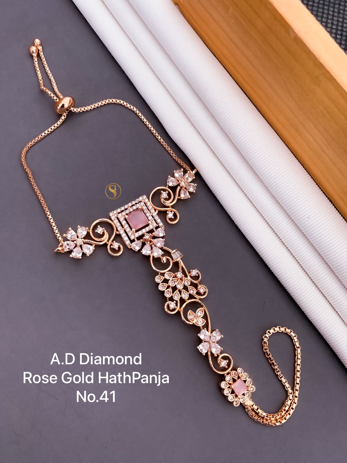 Designer Rose Gold AD Diamond Hath Panja Catalog
